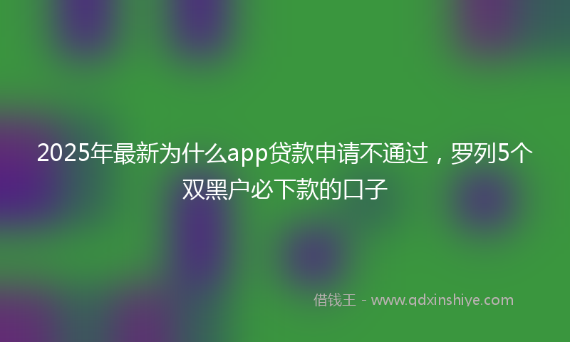 2025年最新为什么app贷款申请不通过，罗列5个双黑户必下款的口子