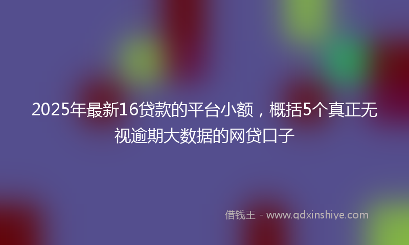 2025年最新16贷款的平台小额，概括5个真正无视逾期大数据的网贷口子