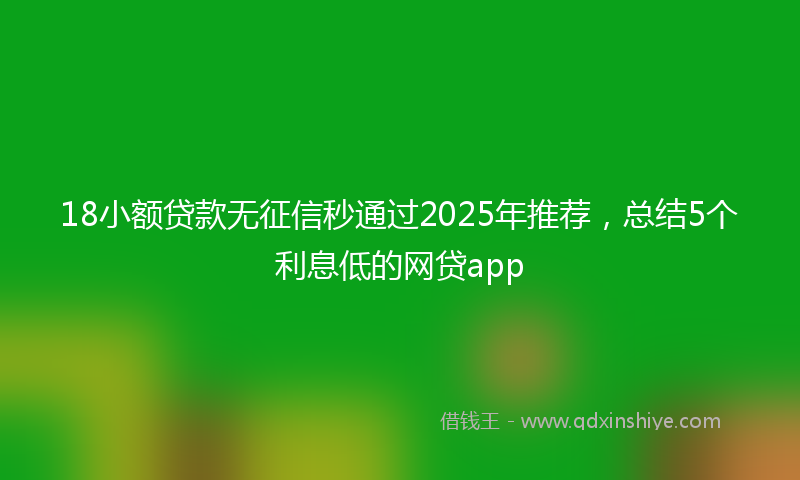 18小额贷款无征信秒通过2025年推荐，总结5个利息低的网贷app
