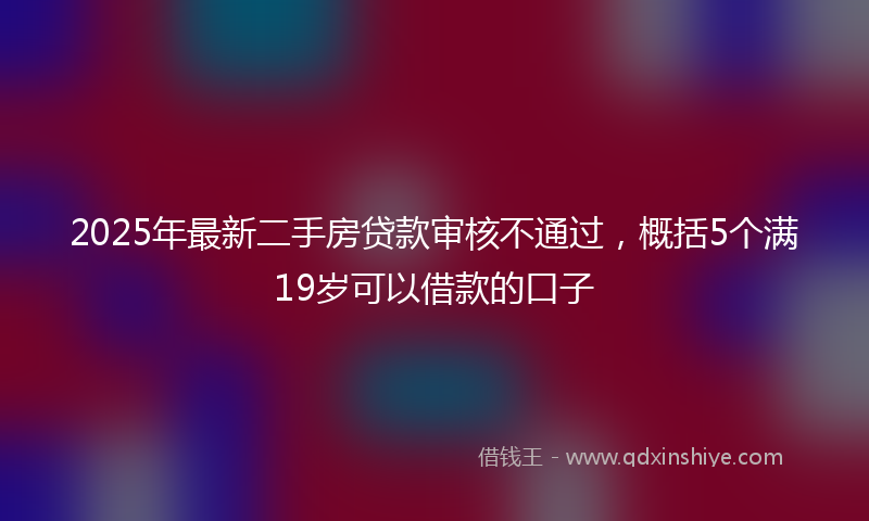2025年最新二手房贷款审核不通过，概括5个满19岁可以借款的口子