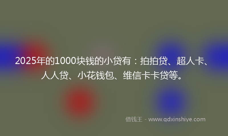 2025年的1000块钱的小贷有：拍拍贷、超人卡、人人贷、小花钱包、维信卡卡贷等。