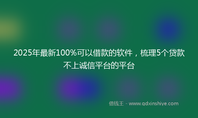 2025年最新100%可以借款的软件，梳理5个贷款不上诚信平台的平台