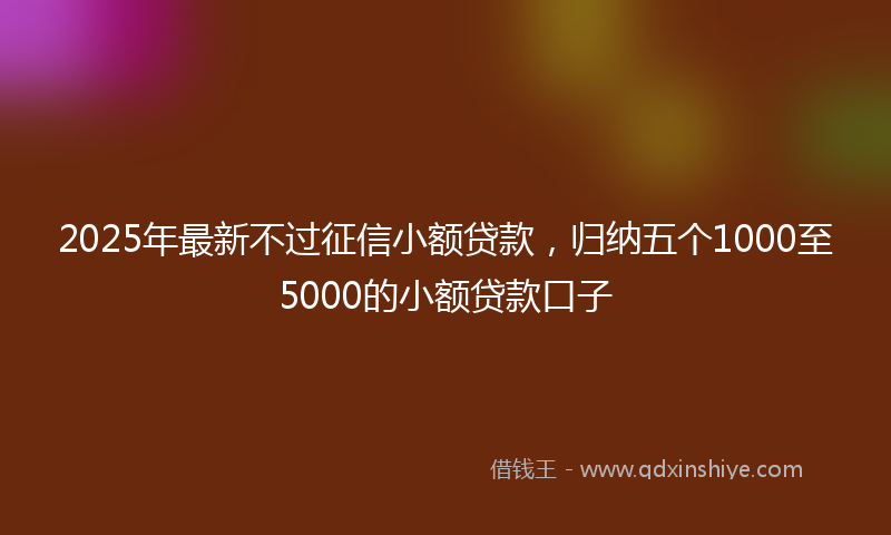 2025年最新不过征信小额贷款，归纳五个1000至5000的小额贷款口子