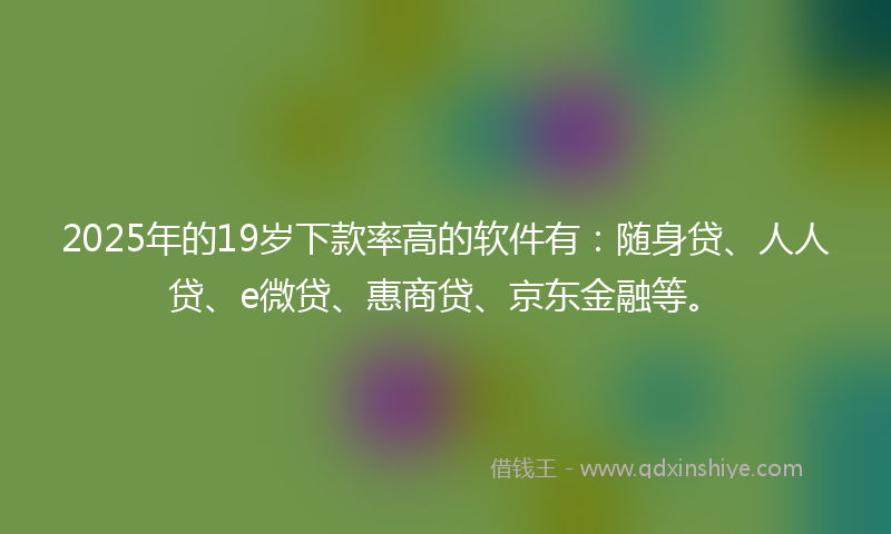 2025年的19岁下款率高的软件有：随身贷、人人贷、e微贷、惠商贷、京东金融等。