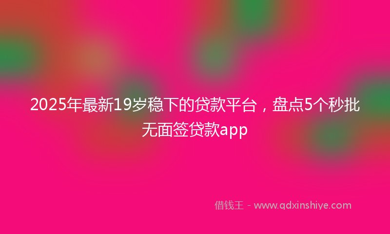 2025年最新19岁稳下的贷款平台，盘点5个秒批无面签贷款app