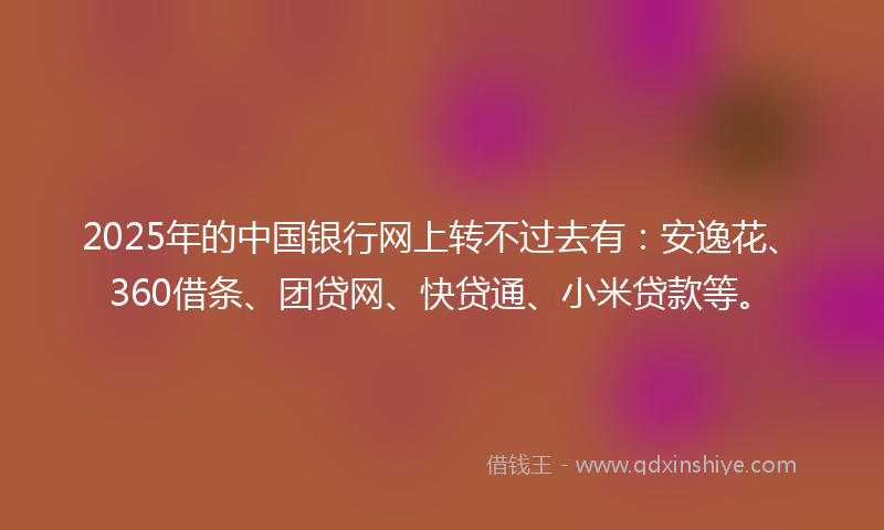 2025年的中国银行网上转不过去有：安逸花、360借条、团贷网、快贷通、小米贷款等。
