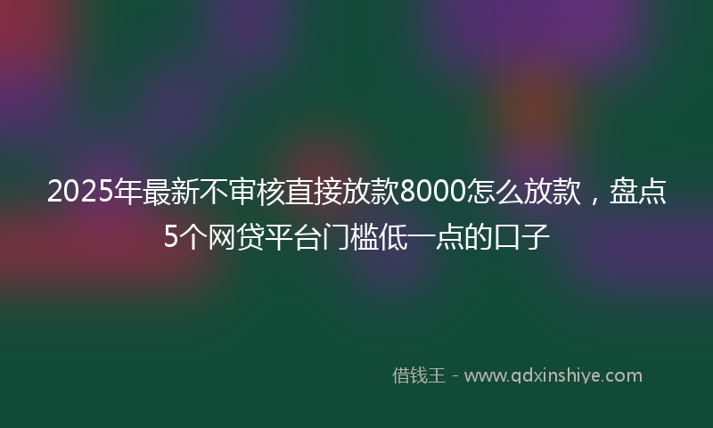 2025年最新不审核直接放款8000怎么放款，盘点5个网贷平台门槛低一点的口子