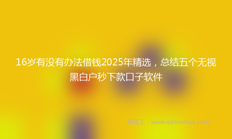 16岁有没有办法借钱2025年精选，总结五个无视黑白户秒下款口子软件