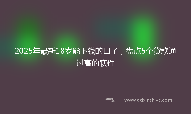 2025年最新18岁能下钱的口子，盘点5个贷款通过高的软件