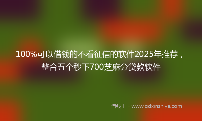 100%可以借钱的不看征信的软件2025年推荐，整合五个秒下700芝麻分贷款软件