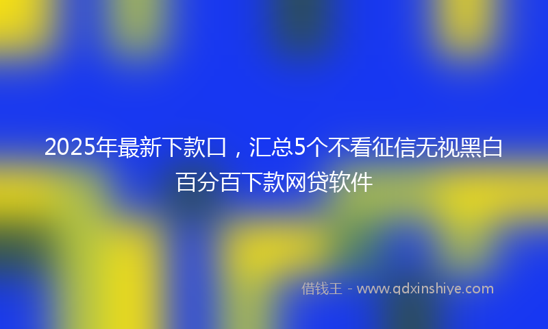 2025年最新下款口，汇总5个不看征信无视黑白百分百下款网贷软件