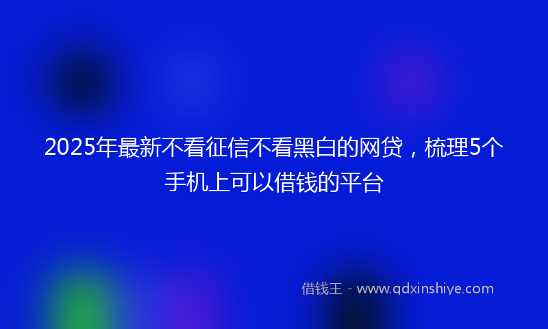 2025年最新不看征信不看黑白的网贷，梳理5个手机上可以借钱的平台