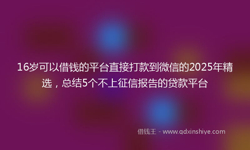 16岁可以借钱的平台直接打款到微信的2025年精选，总结5个不上征信报告的贷款平台
