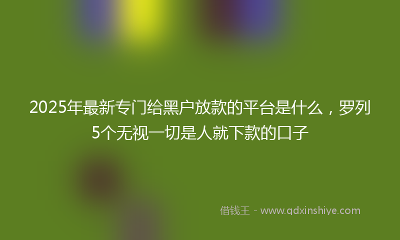 2025年最新专门给黑户放款的平台是什么，罗列5个无视一切是人就下款的口子