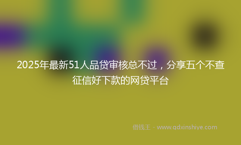 2025年最新51人品贷审核总不过，分享五个不查征信好下款的网贷平台