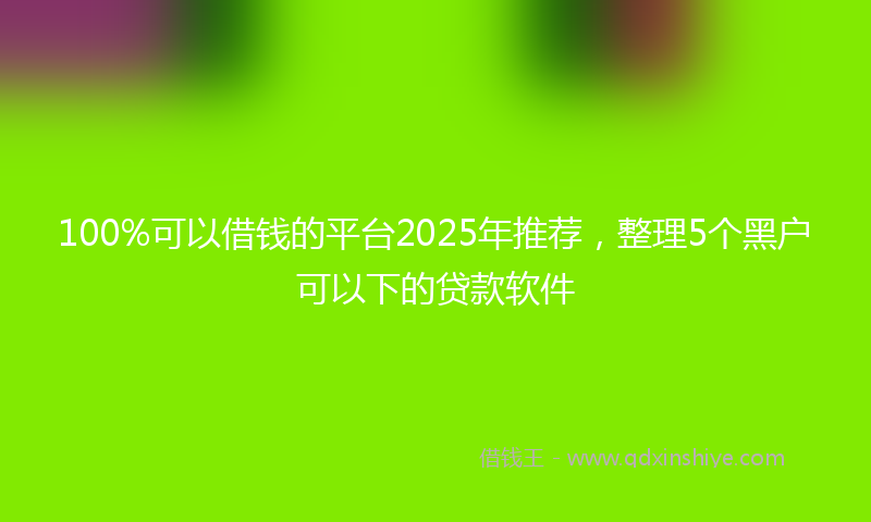 100%可以借钱的平台2025年推荐，整理5个黑户可以下的贷款软件