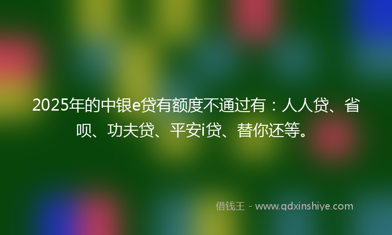 2025年的中银e贷有额度不通过有：人人贷、省呗、功夫贷、平安i贷、替你还等。