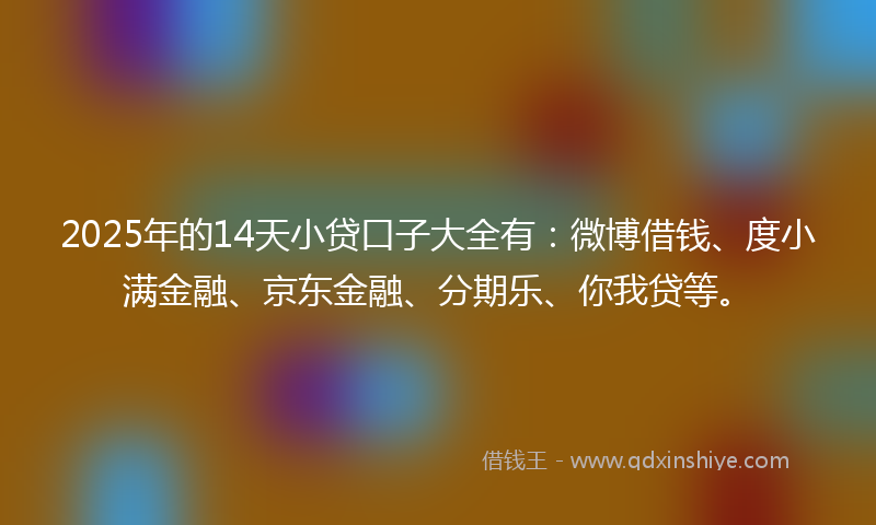 2025年的14天小贷口子大全有：微博借钱、度小满金融、京东金融、分期乐、你我贷等。
