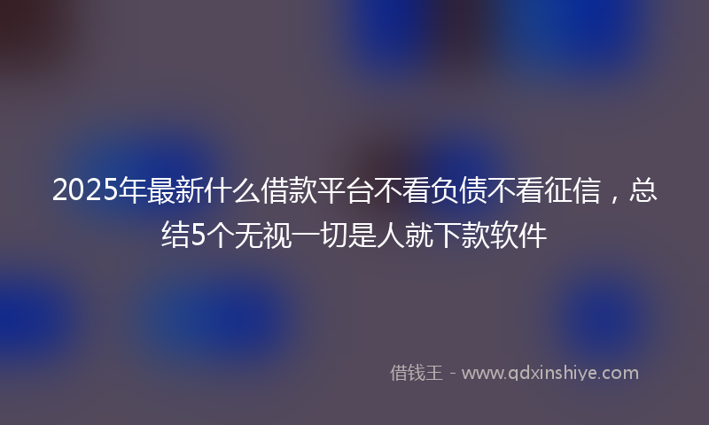 2025年最新什么借款平台不看负债不看征信，总结5个无视一切是人就下款软件