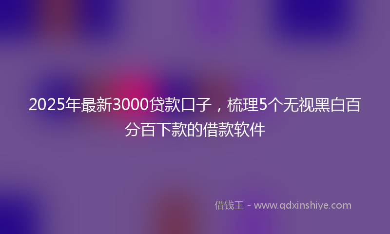2025年最新3000贷款口子，梳理5个无视黑白百分百下款的借款软件