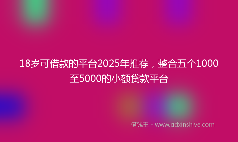 18岁可借款的平台2025年推荐，整合五个1000至5000的小额贷款平台