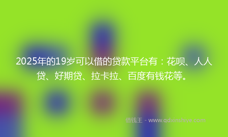 2025年的19岁可以借的贷款平台有：花呗、人人贷、好期贷、拉卡拉、百度有钱花等。