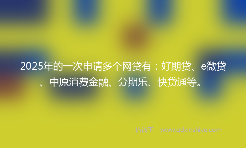 2025年的一次申请多个网贷有：好期贷、e微贷、中原消费金融、分期乐、快贷通等。