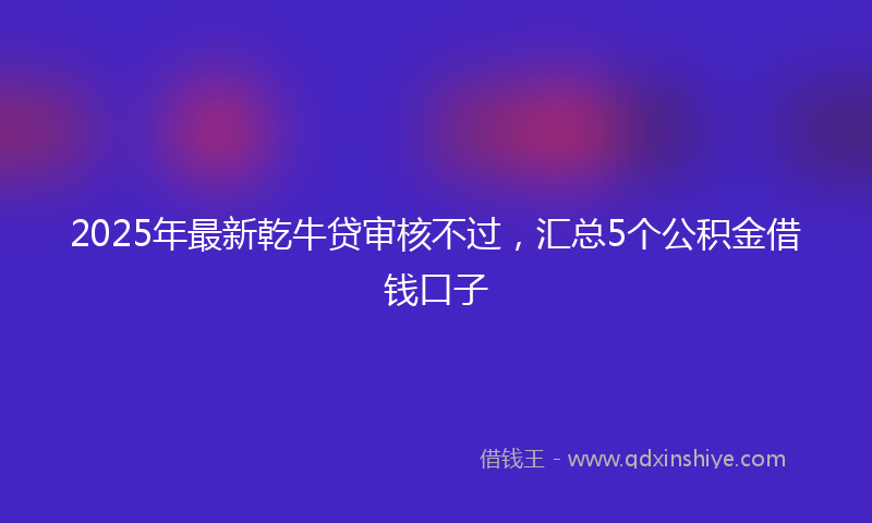 2025年最新乾牛贷审核不过，汇总5个公积金借钱口子