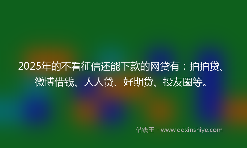 2025年的不看征信还能下款的网贷有：拍拍贷、微博借钱、人人贷、好期贷、投友圈等。