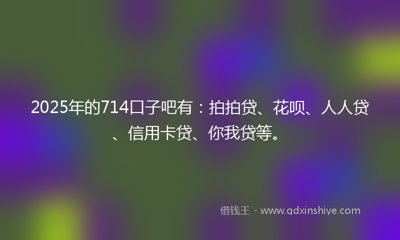 2025年的714口子吧有：拍拍贷、花呗、人人贷、信用卡贷、你我贷等。