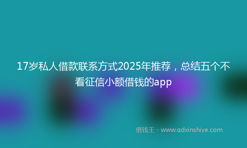 17岁私人借款联系方式2025年推荐，总结五个不看征信小额借钱的app