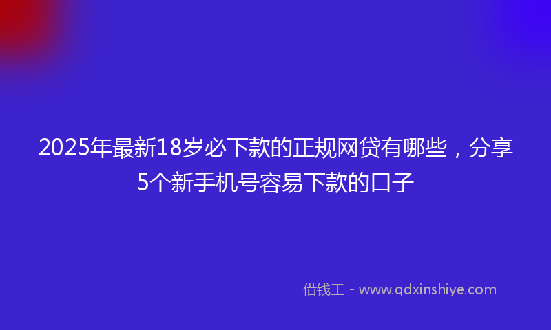 2025年最新18岁必下款的正规网贷有哪些，分享5个新手机号容易下款的口子