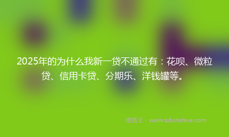 2025年的为什么我新一贷不通过有：花呗、微粒贷、信用卡贷、分期乐、洋钱罐等。