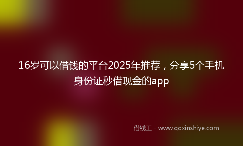 16岁可以借钱的平台2025年推荐，分享5个手机身份证秒借现金的app