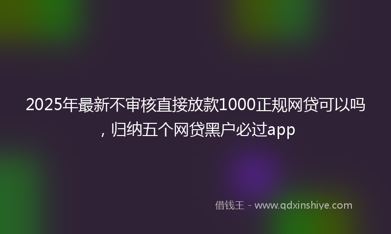2025年最新不审核直接放款1000正规网贷可以吗，归纳五个网贷黑户必过app