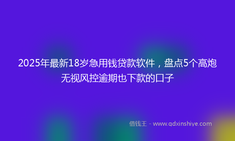 2025年最新18岁急用钱贷款软件，盘点5个高炮无视风控逾期也下款的口子
