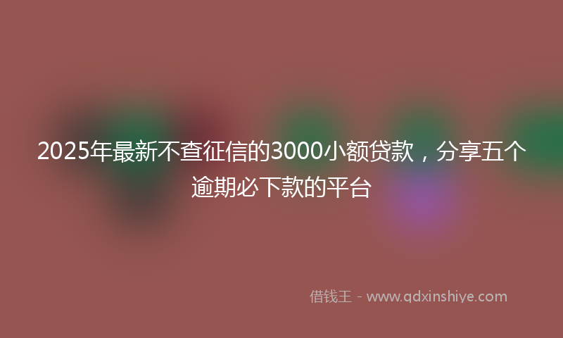 2025年最新不查征信的3000小额贷款，分享五个逾期必下款的平台