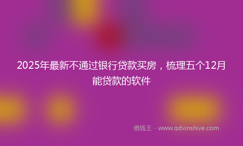 2025年最新不通过银行贷款买房，梳理五个12月能贷款的软件