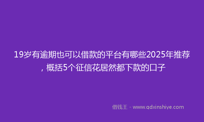 19岁有逾期也可以借款的平台有哪些2025年推荐，概括5个征信花居然都下款的口子