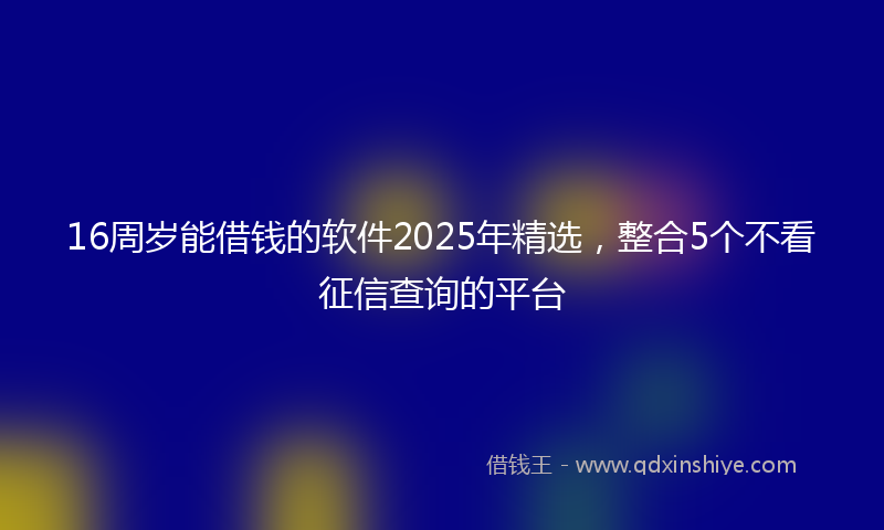 16周岁能借钱的软件2025年精选，整合5个不看征信查询的平台