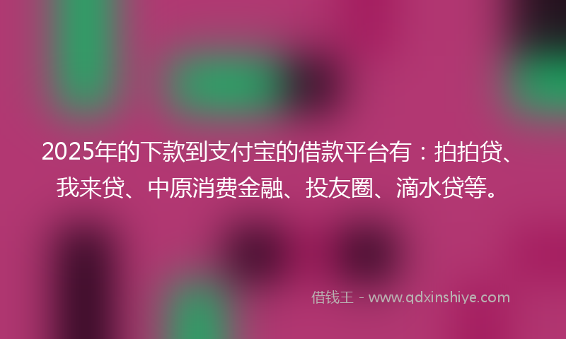 2025年的下款到支付宝的借款平台有：拍拍贷、我来贷、中原消费金融、投友圈、滴水贷等。