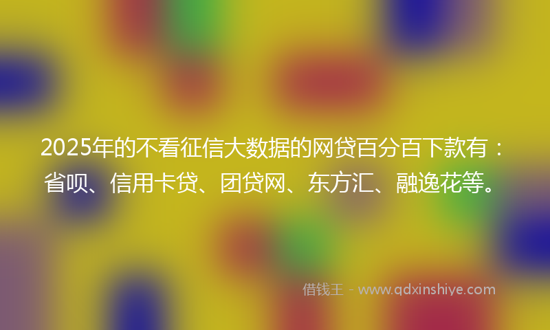 2025年的不看征信大数据的网贷百分百下款有：省呗、信用卡贷、团贷网、东方汇、融逸花等。