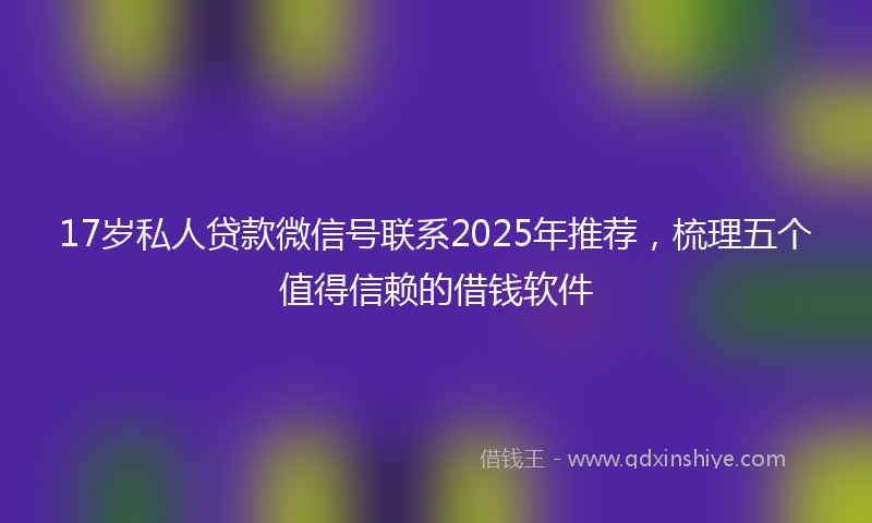 17岁私人贷款微信号联系2025年推荐，梳理五个值得信赖的借钱软件