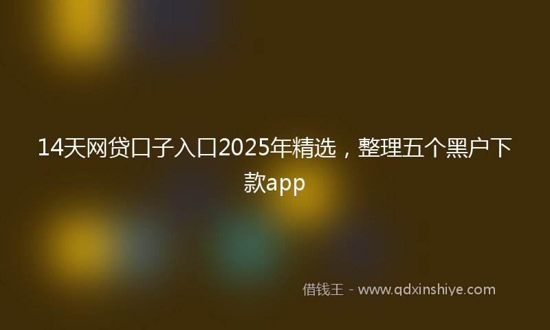 14天网贷口子入口2025年精选，整理五个黑户下款app