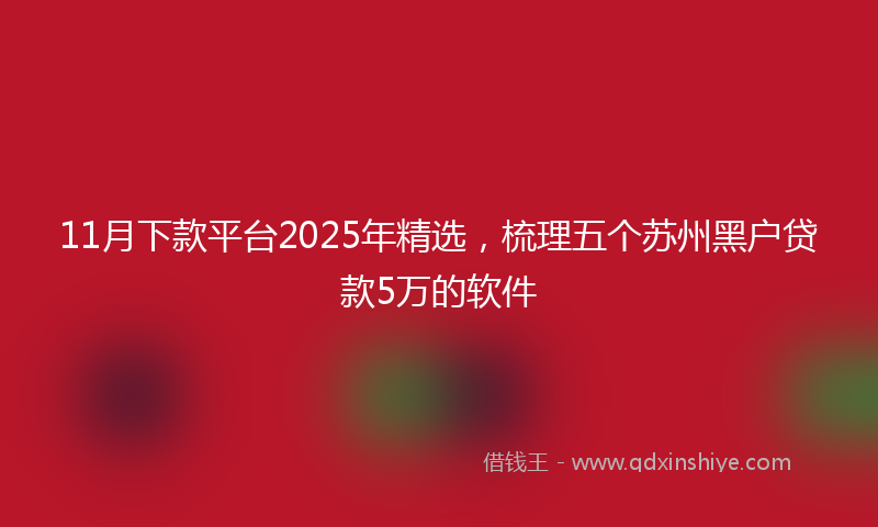 11月下款平台2025年精选，梳理五个苏州黑户贷款5万的软件
