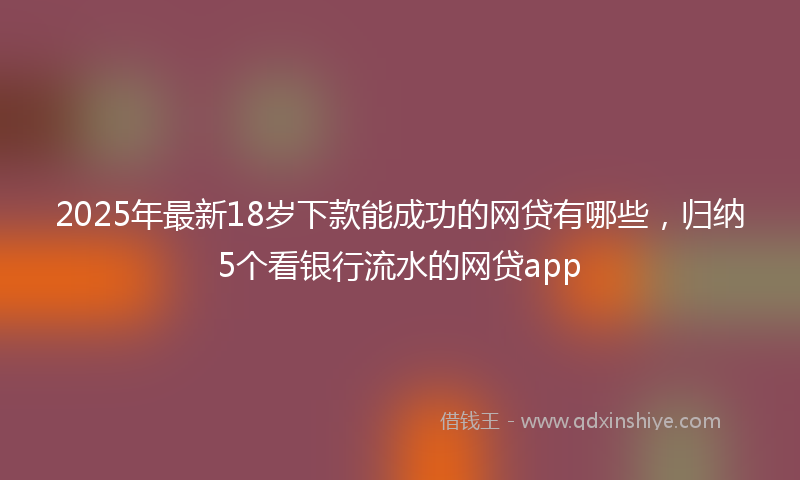 2025年最新18岁下款能成功的网贷有哪些，归纳5个看银行流水的网贷app