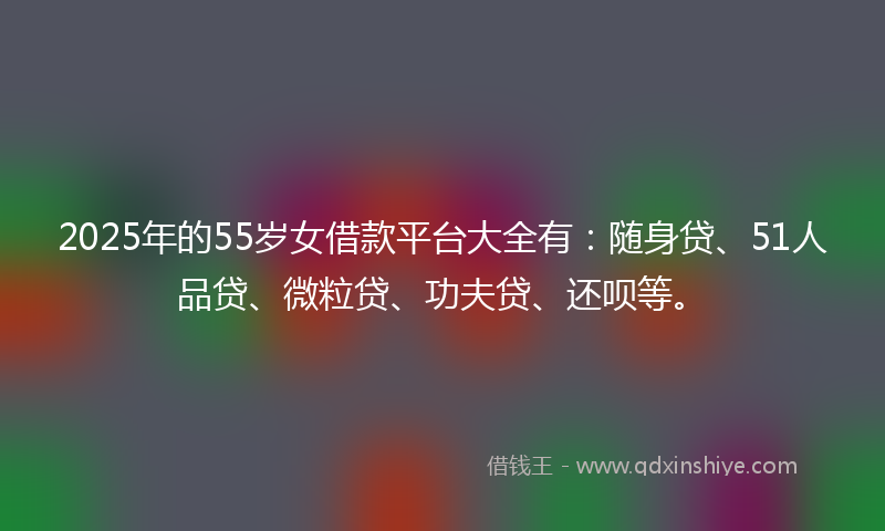 2025年的55岁女借款平台大全有：随身贷、51人品贷、微粒贷、功夫贷、还呗等。