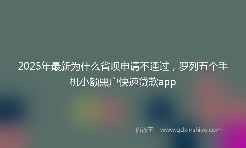 2025年最新为什么省呗申请不通过，罗列五个手机小额黑户快速贷款app