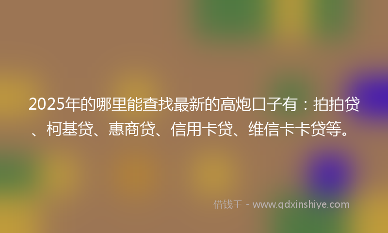 2025年的哪里能查找最新的高炮口子有：拍拍贷、柯基贷、惠商贷、信用卡贷、维信卡卡贷等。