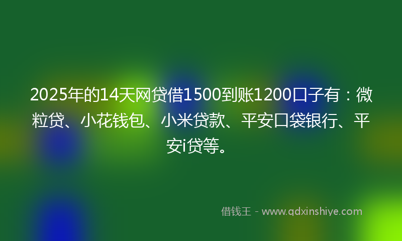 2025年的14天网贷借1500到账1200口子有：微粒贷、小花钱包、小米贷款、平安口袋银行、平安i贷等。